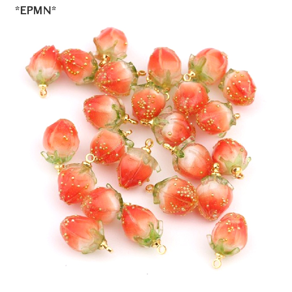 Mặt Dây Chuyền Hình Trái Dâu 3D Bằng Nhựa Resin Làm Trang Sức Thủ Công Diy