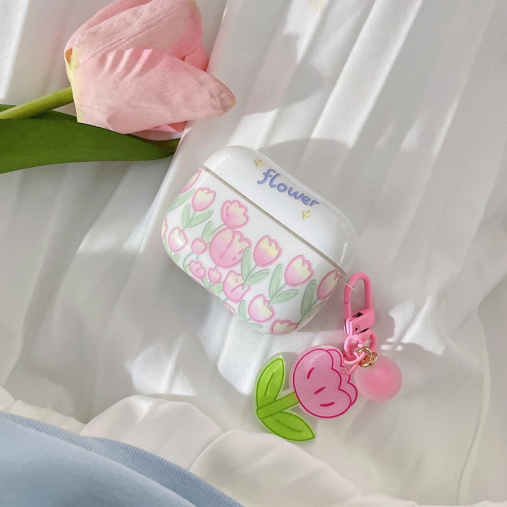 Vỏ Bảo Vệ Hộp Sạc Tai Nghe AirPods Pro 1 / 2 3 2021 gen3 Bằng Silicon tpu Mềm Chống Rơi Hình Kẹp Màu Hồng Đơn Giản