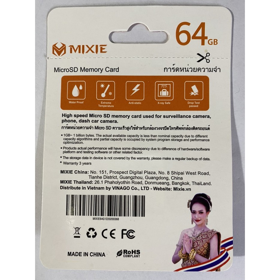 THẺ NHỚ MIXIE 32GB 64GB MICRO TF TỐC ĐỘ 95MB/S GHI 70M/S