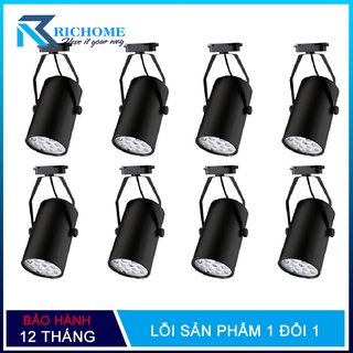 Bộ 8 đèn led rọi thanh ray 12w vỏ đen  ánh sáng trắng