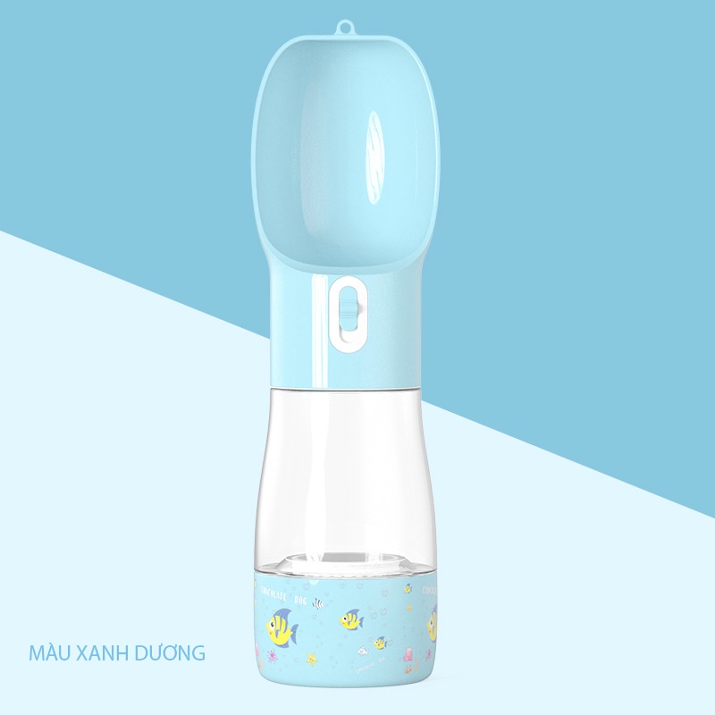 Bình Nước Cho Chó Mèo Đi Chơi Du Lịch Bằng Nhựa Cao Cấp An Toàn Cầm Tay Đa Năng Đựng Thưc Ăn Cho Chó Mèo CANDYPETS BN01
