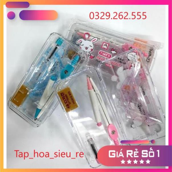 (Rẻ Vô địch) (hộp nhựa) Bộ eke - thước kẻ - compa 9001