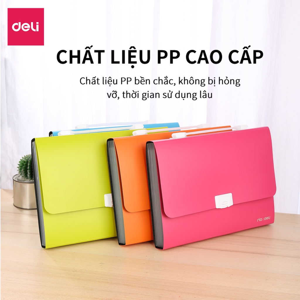 [LIFEMC02BPABAU -10% đơn 250K] Cặp A4 Nhựa 6 Ngăn Phân Trang Deli - 38125