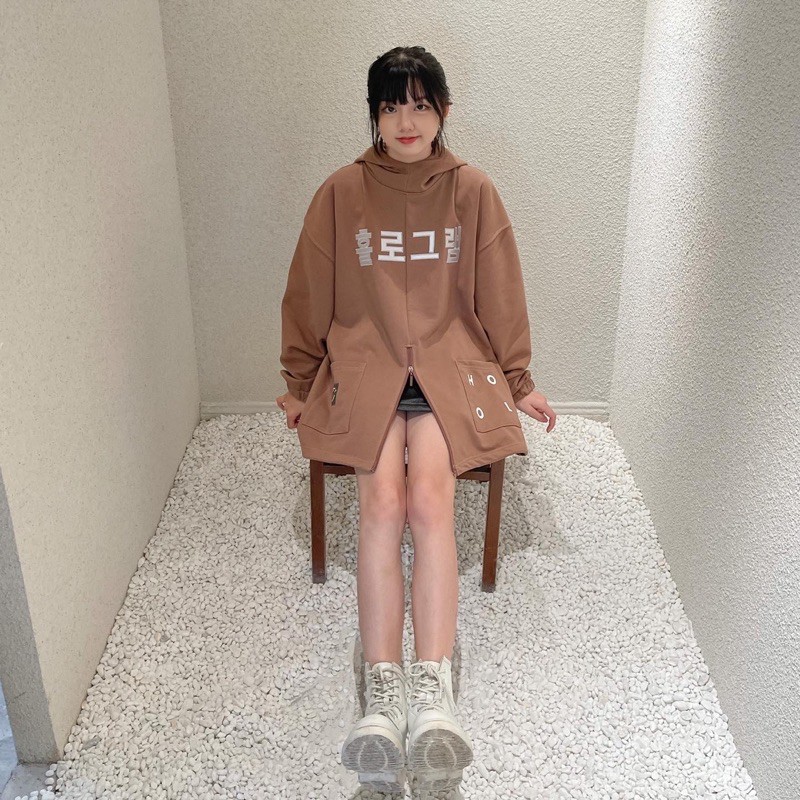 Hoodie 1/2 zip -Nâu (Tặng túi tote Hologram) | BigBuy360 - bigbuy360.vn