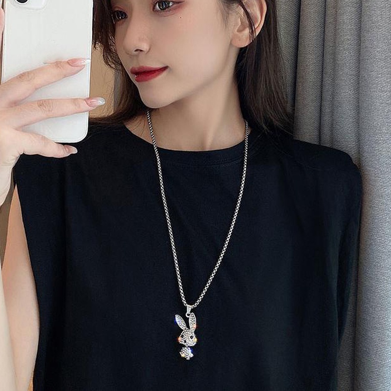 Dây Chuyền Thép Không Gỉ Mặt Hình Thỏ Đính Đá Zircon Thời Trang