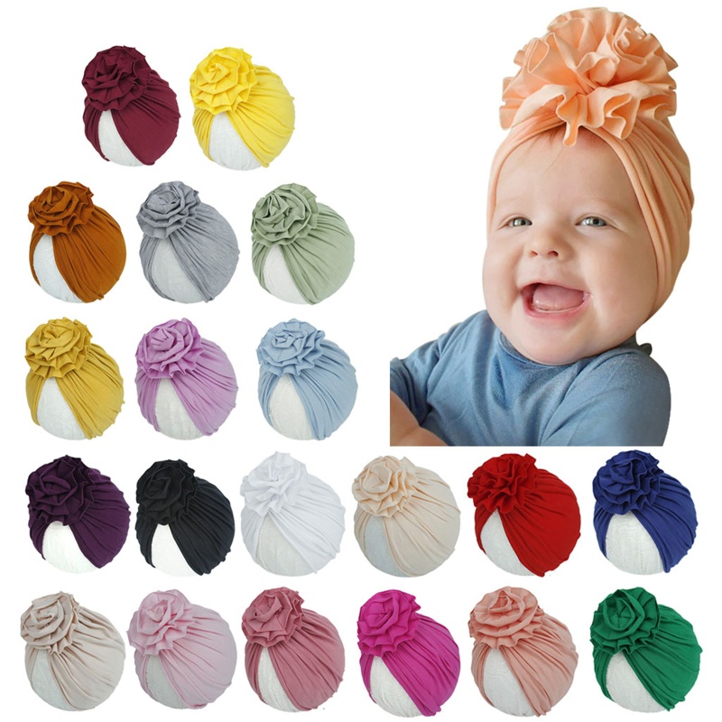 Mũ Bonnet Cotton Thoáng Khí Chống Nắng Màu Trơn Thời Trang Mùa Hè Dành Cho Bé Gái