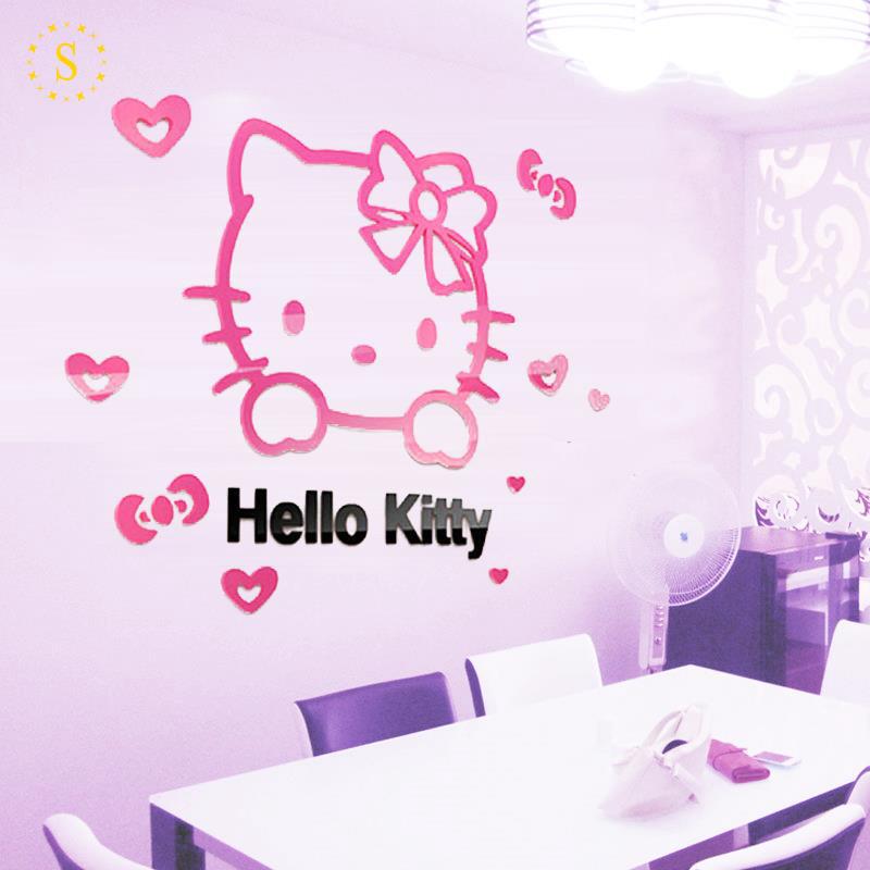 Miếng Dán Tường 3d Hình Hello Kitty