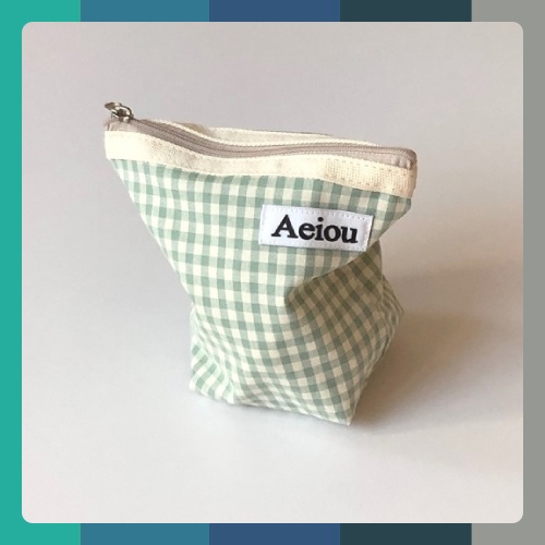 Túi Cơ Bản Aeiou (Cỡ M) Xanh Lá Cây Ginghamcheck