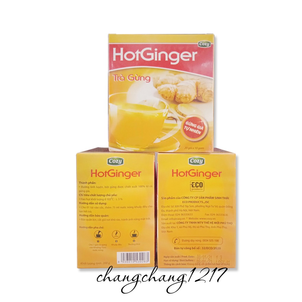 Trà Gừng Hot Ginger Hòa Tan Cozy Hộp 20 Gói