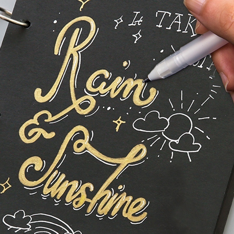 Set 3 Bút Gel Màu Trắng/Đen Ngòi 0.8mm Dùng Vẽ Tranh Nghệ Thuật