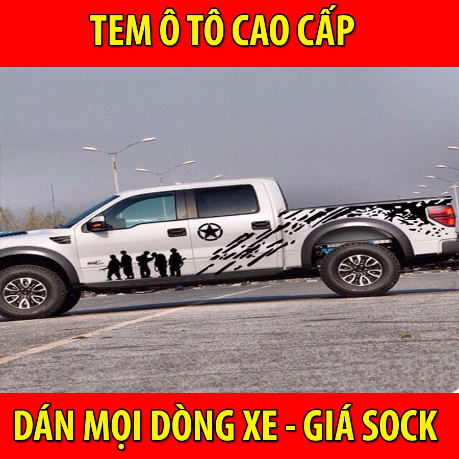 Bộ Tem Decal Độ Dán Sườn Toàn Bộ Xe Bán Tải