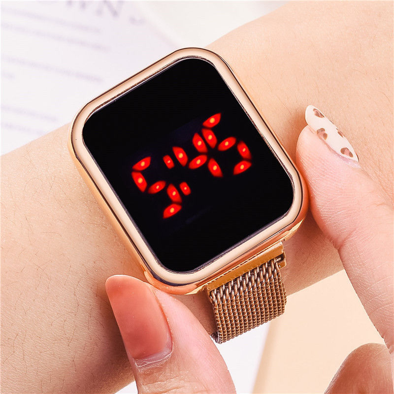 Đồng hồ đeo tay màn hình LED kỹ thuật số dây đeo nam châm thời trang thể thao dành cho bạn nữ