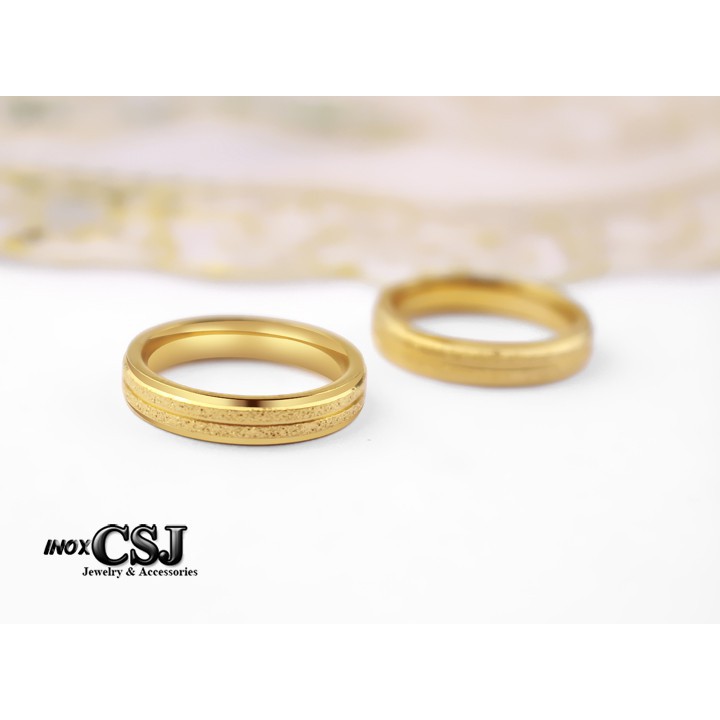 [Bicasa] 02 chiếc nhẫn cặp đôi tình nhân mạ vàng 2 hàng cát siêu đẹp - tặng hộp đựng xinh xắn