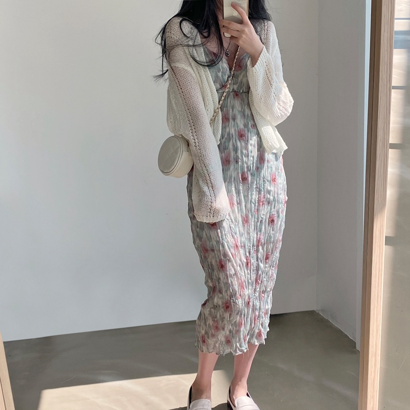 Áo khoác cardigan dệt kim SUXI tay dài dáng rộng màu sắc trơn phong cách hàn quốc thời trang mùa hè dành cho nữ