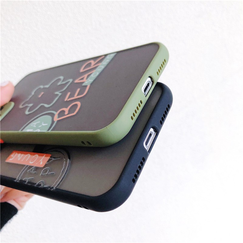 Ốp lưng iphone Young Bear nhám viền nổi cong 5/5s/6/6plus/6s/6splus/7/7plus/8/8plus/x/xr/xs/11/12/pro/max/plus/promax | BigBuy360 - bigbuy360.vn