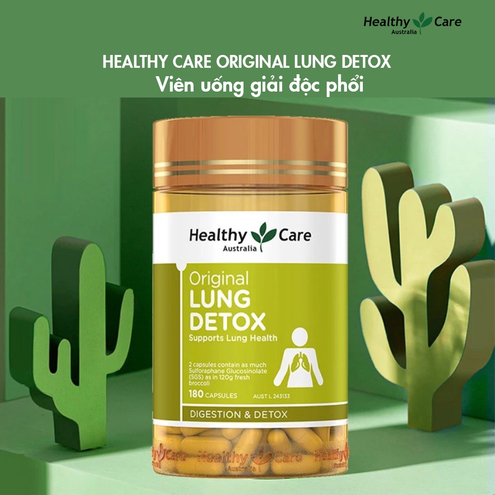 Viên uống giải độc phổi Healthy Care Original Lung Detox 180 viên