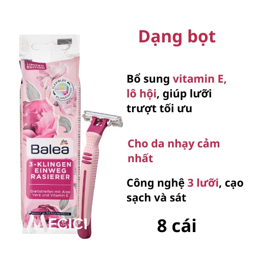 Dao cạo lông Balea lưỡi kép, dao cạo lông 3 lưỡi cạo body bikini, nội địa Đức - Shop Mecici