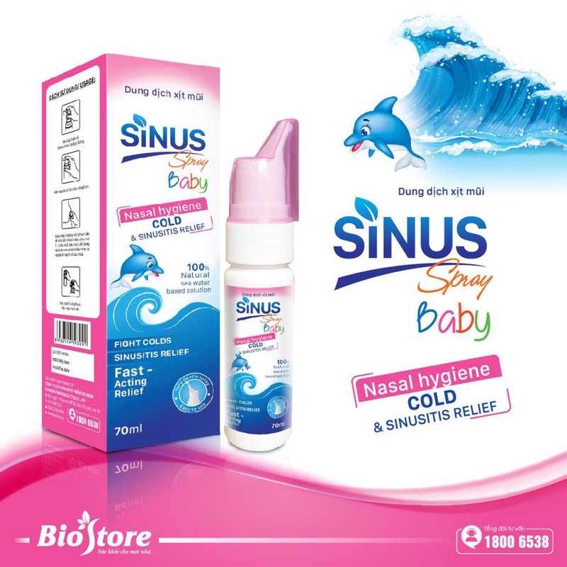 Dung dịch xịt mũi Sinus Spray Baby - Vệ sinh, giữ ẩm, cân bằng sinh lý niêm mạc mũi cho bé