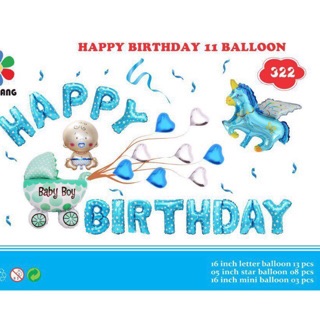 Set trang trí HPBD xanh khách đặt