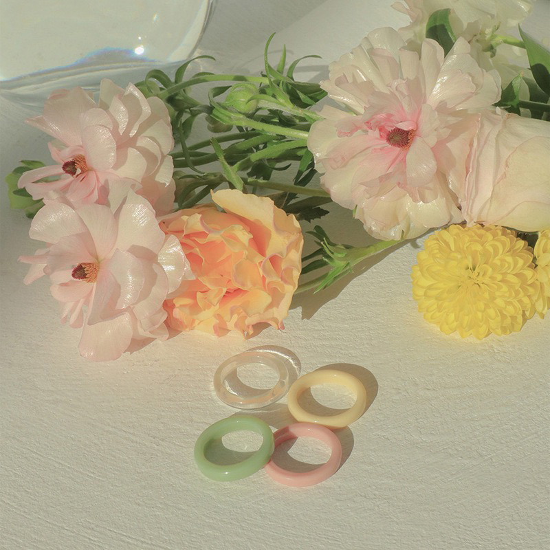 IF ME Nhẫn trong suốt đơn giản nhiều phong cách tùy chọn kiểu Hàn Quốc cho nữ