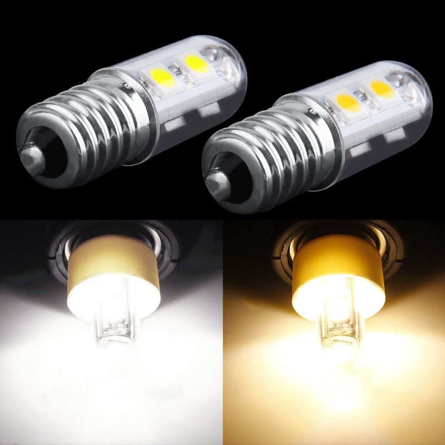 Đèn LED 7 bóng gắn tủ lạnh màu trắng ấm AC 220V E14 1W 5050 SMD