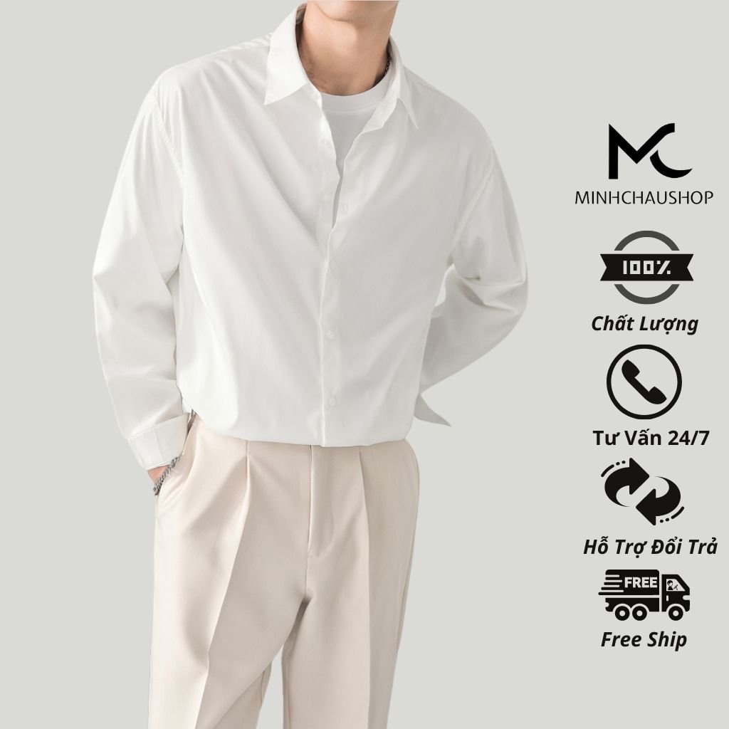 Áo Sơ Mi Nam Sanminhchau Áo Sơ Mi Form Rộng Dáng Suông Phong Cách Hàn Quốc Asm42 Hottrend 2022