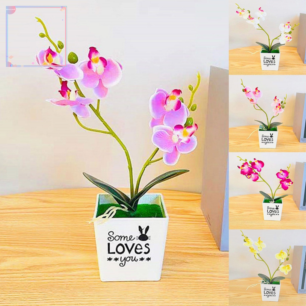 1 Bộ Chậu Cây Hoa Lan Giả Chống Mòn Dùng Trang Trí