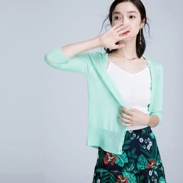 Áo khoác lửng nữ Hàn Quốc, áo len mỏng tay lửng (CÓ ẢNH TỰ CHỤP)