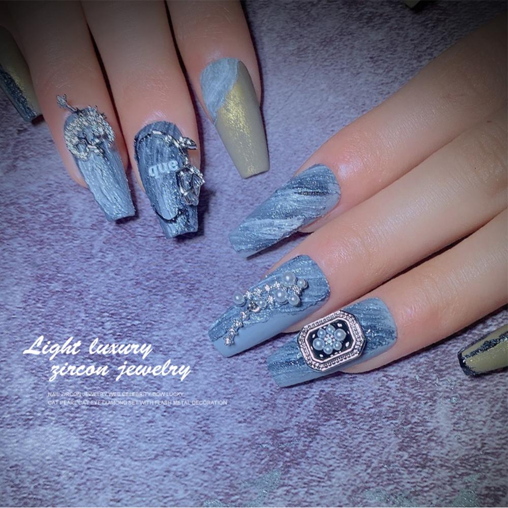 Móng Tay 3D OCEANMAP|Cánh Bow Bow.Charms Dây Chuyền Kim Loại