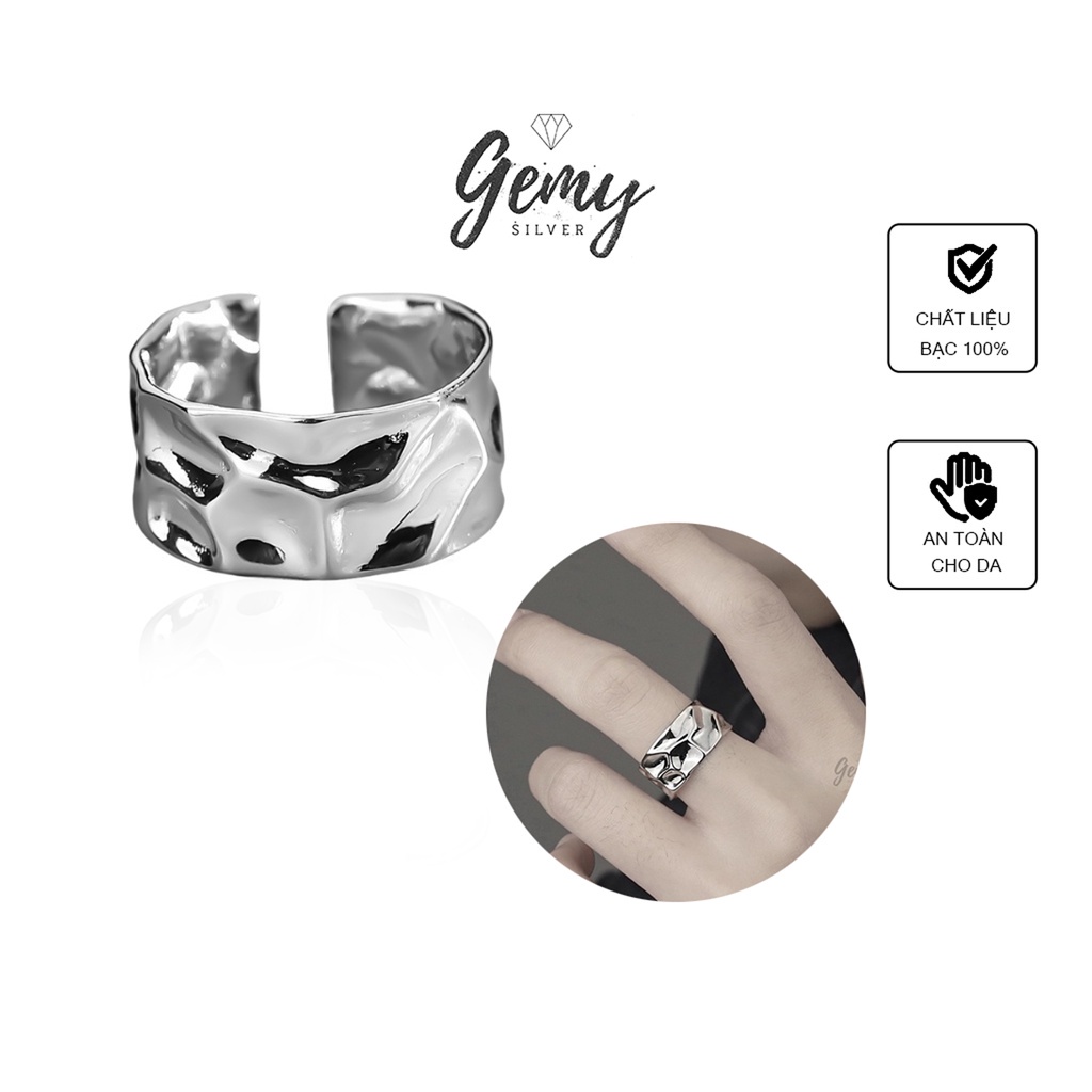 Nhẫn nam bạc bản to Stone Ocean thiết kế đơn giản, nam tính, unisex | GEMY SILVER NN7