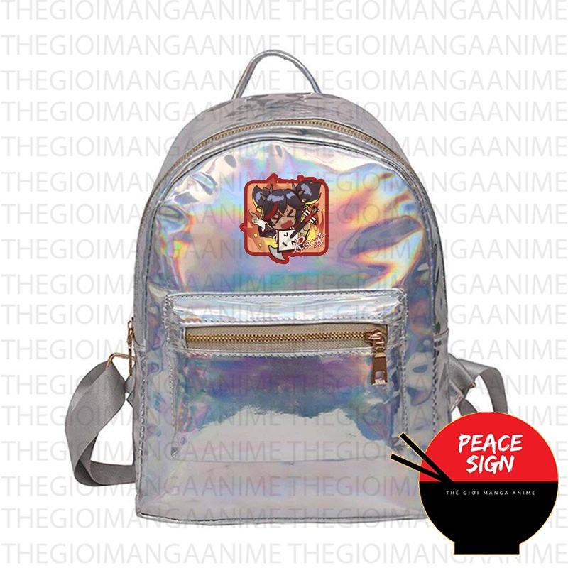 Balo hologram bạc in hình NHÂN VẬT GENSHIN IMPACT game chibi anime thời trang M2
