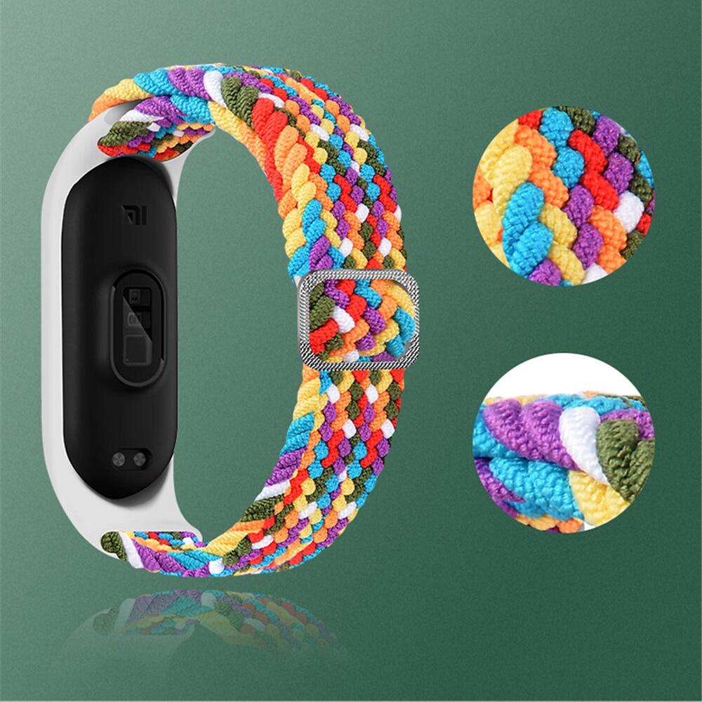 Dây Đeo Nylon Co Giãn Điều Chỉnh Được Cho Mi band 8 7 6 5 4 3 Miband8 Miband4 miband5 correa xiaomi Mi band 4 5 6 7 8