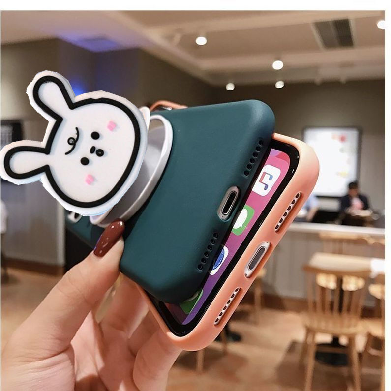 Vỏ điện thoại có gương trang điểm Samsung Galaxy Note 20 10 Plus Note 10 20 Ultra Note9 Note5 Note8 Note10 lite 2020 A81 A91 Cute Cartoon Rabbit Make Up Mirror Phone Cover Case