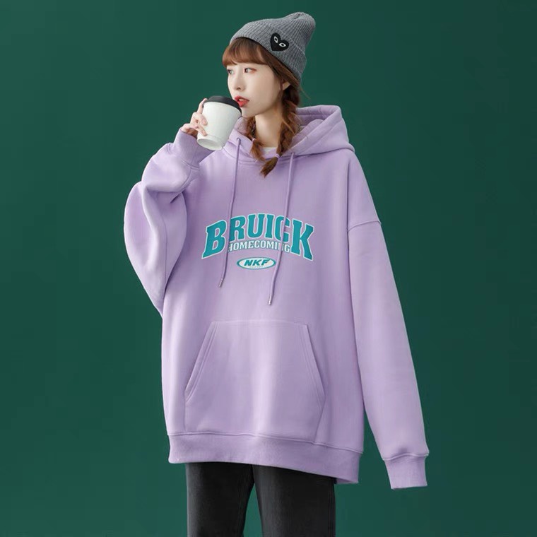 Áo Hoodie Nam Nữ From Rộng Nỉ Bông Có Mũ Hai lớp In Chữ BRUICK - Áo Tay Bồng Unisex Ullzang cao cấp