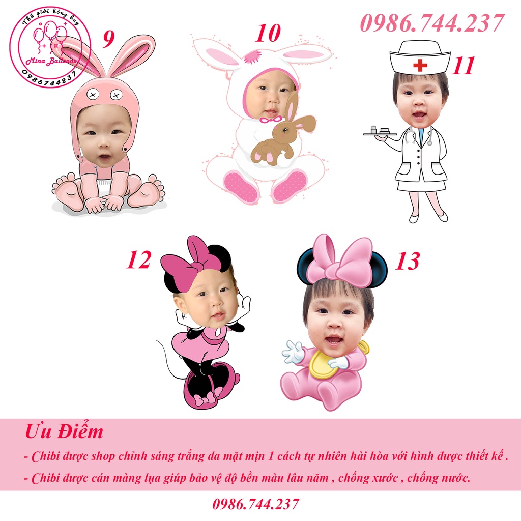 Chibi sinh nhật cao 25cm cho bé gái, thiết kế hình Chibi sinh nhật