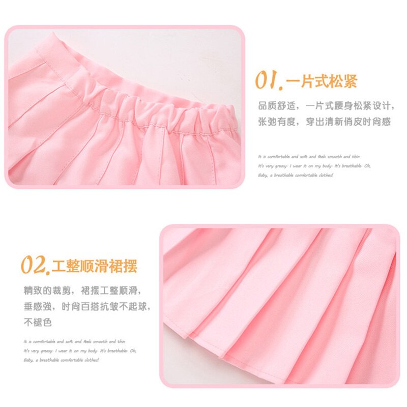 Fashion 5-12 Years Children Girls College Style Student Performance Pleated Skirts Bottom Clothes