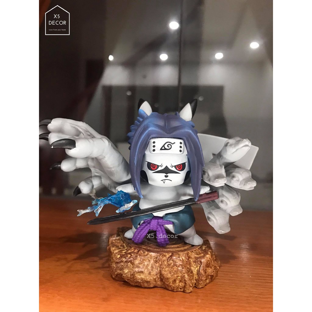 Mô hình trang trí bàn làm việc PVC cao cấp loại 1 - Fullbox hộp màu, Pikachu Naruto, Obito, Sasuke, Itachi