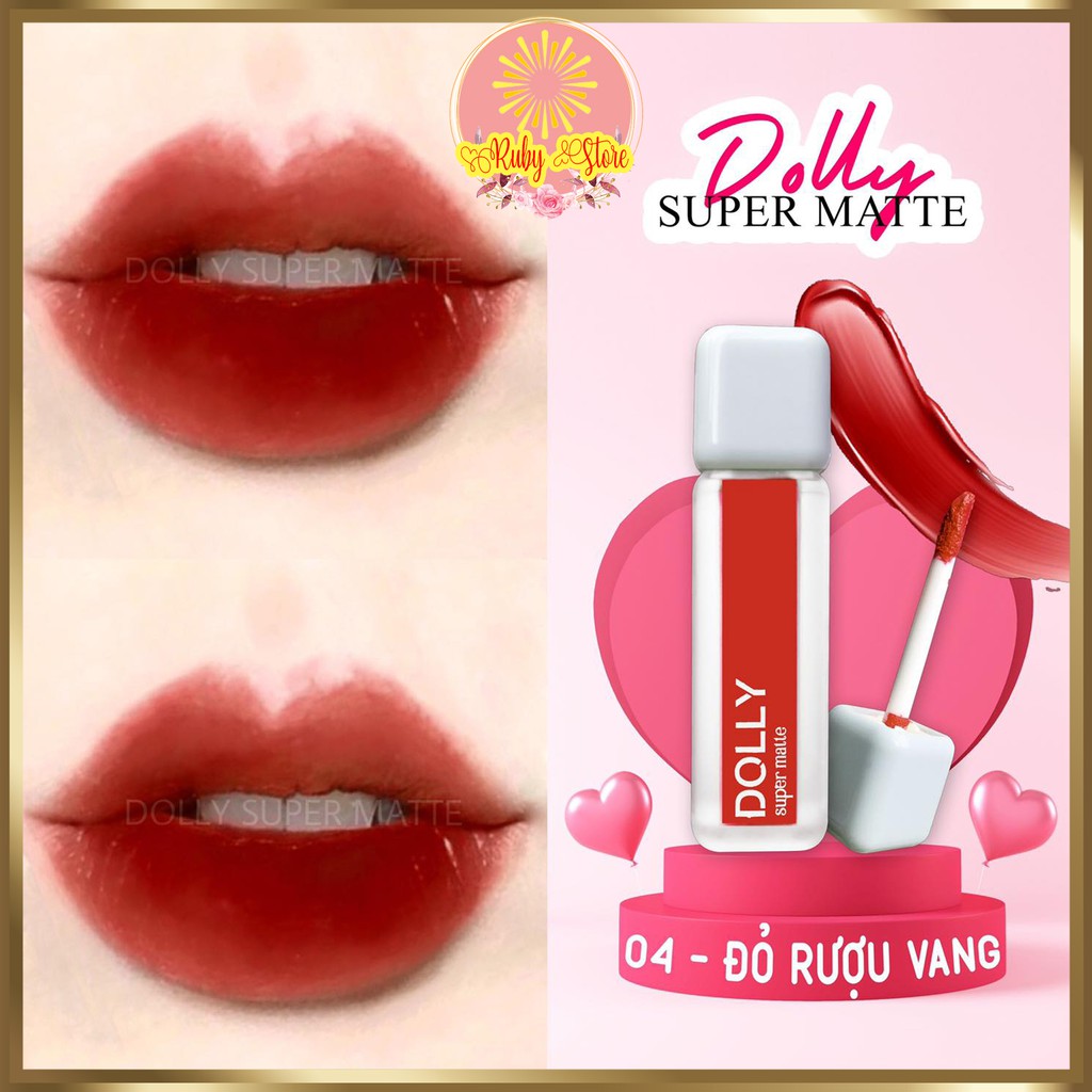 Son DOLLY SUPER MATTE ⚡MUA 1 TẶNG 1⚡ Màu đỏ r.ượu vang quyến rũ, SIÊU TÂY, siêu lỳ không chì an toàn cho mẹ bầu