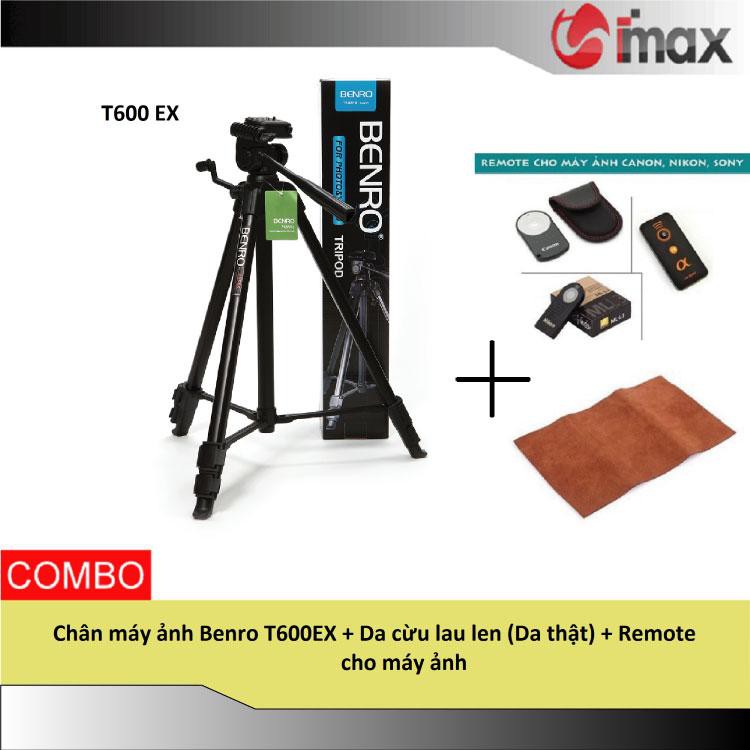 Chân máy ảnh Benro T600EX + Da cừu lau len (Da thật) + Remote cho máy ảnh