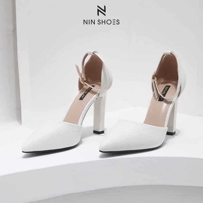 Xăng đan bít mũi da xước Nin shoes 5cm