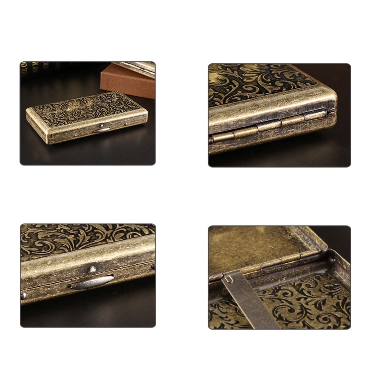 Hộp đựng thuốc lá 20 điếu nhỏ dài hợp kim thiết kế cổ điển
