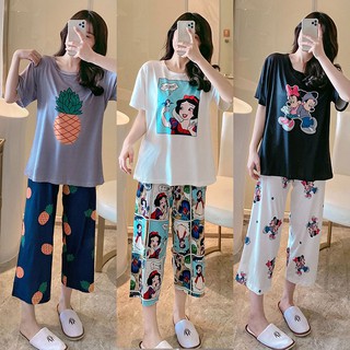 Bộ Đồ Ngủ Tay Ngắn Họa Tiết Hoạt Hình Thời Trang Đáng Yêu Cho Nữ