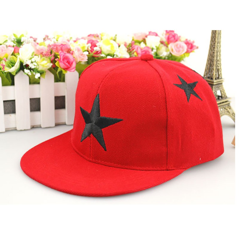 Mũ lưỡi trai thêu hình ngôi sao phong cách hip hop cho bé