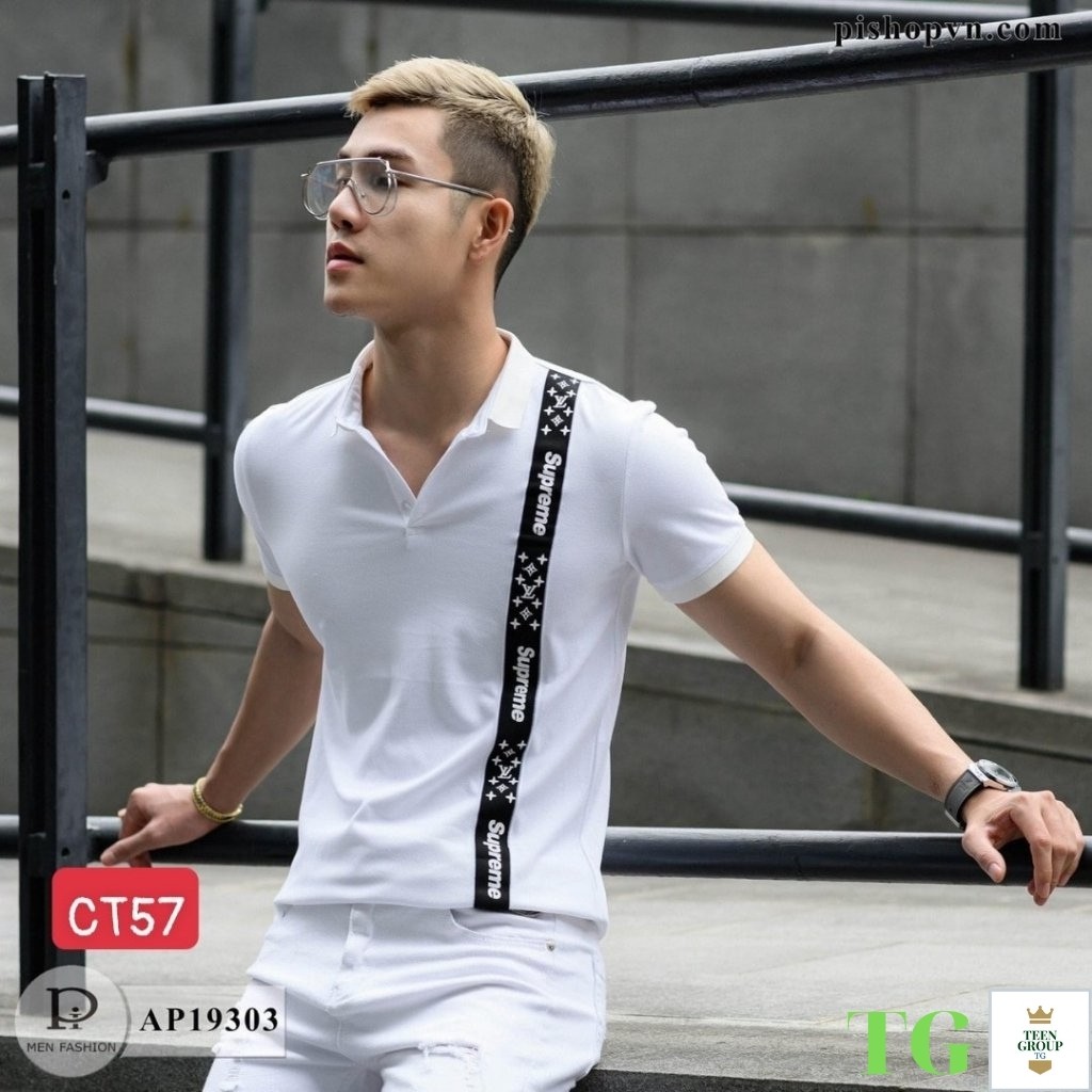Áo Thun Nam tay ngắn AT305 Phông nam có cổ đen có túi họa tiết cá tính (44 - 79KG)
