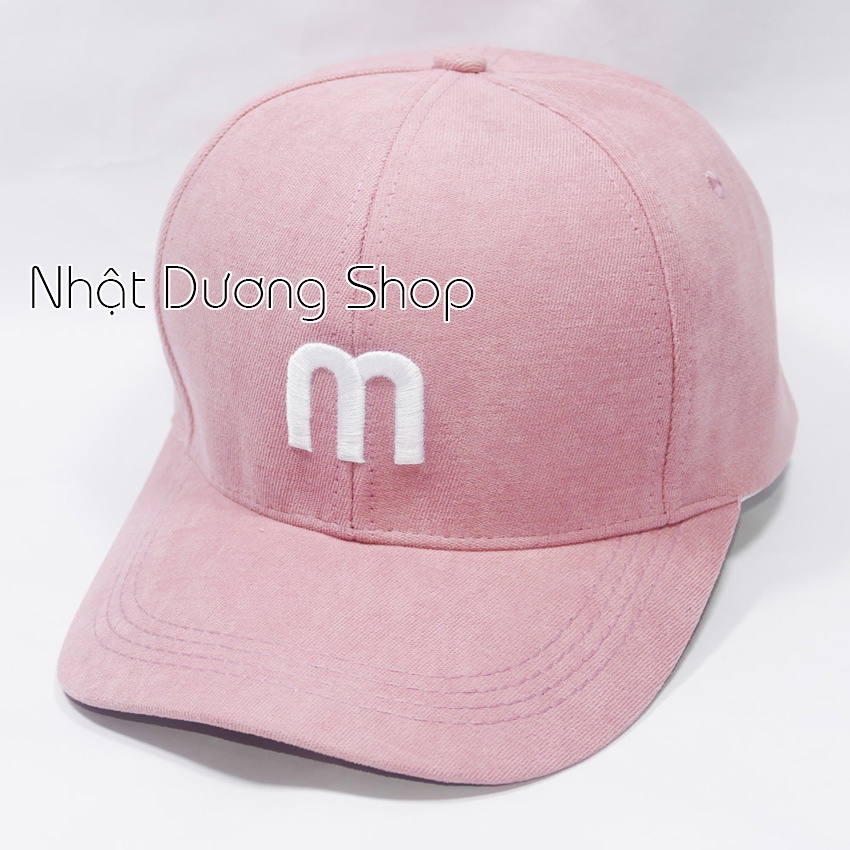 Mũ lưỡi trai ❤️ Nón kết nhung thêu chữ M phong cách Ulzzang form unisex nam nữ