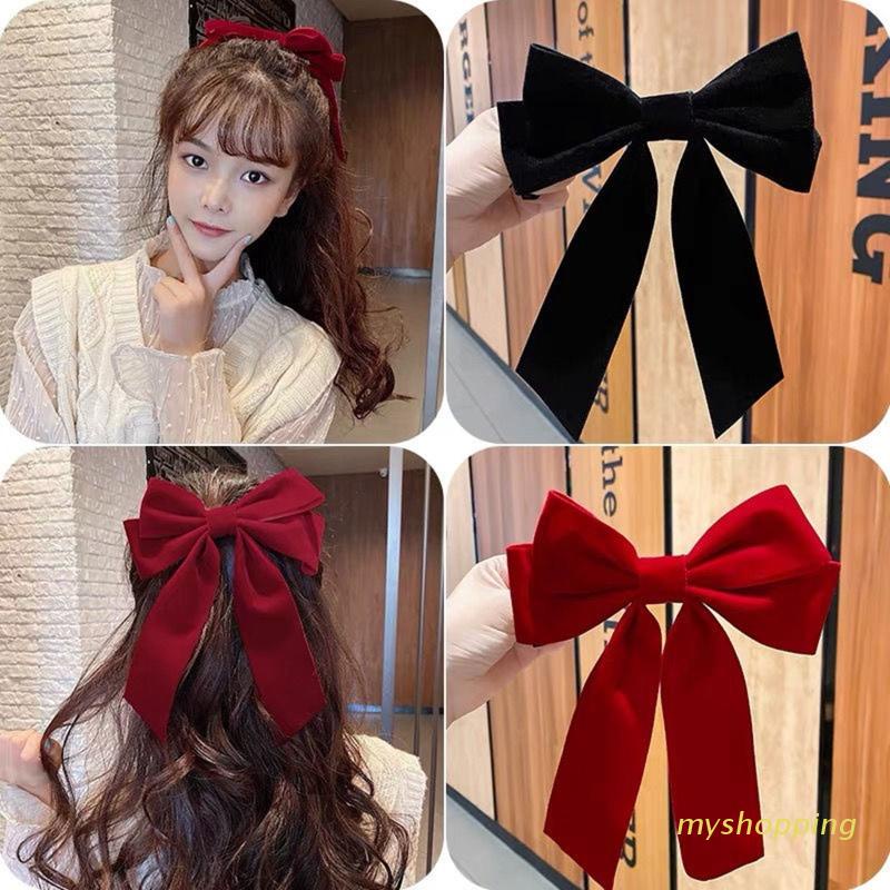 Kẹp Tóc Hình Nơ Lớn Màu Trơn Xinh Xắn Cho Nữ