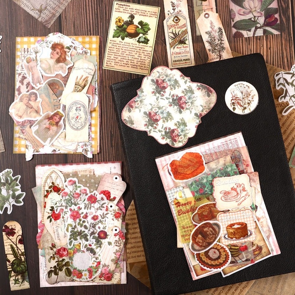 Set 29 Miếng Dán Size Lớn Phong Cách Vintage Trang Trí Sổ Tay/ Đồ Thủ Công