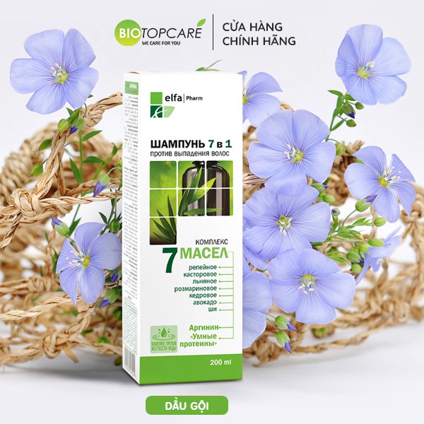 Dầu gội chống rụng tóc Elfa Pharm 7in1 chiết xuất 7 loại tinh dầu thảo dược 200ml - BioTopcare Official