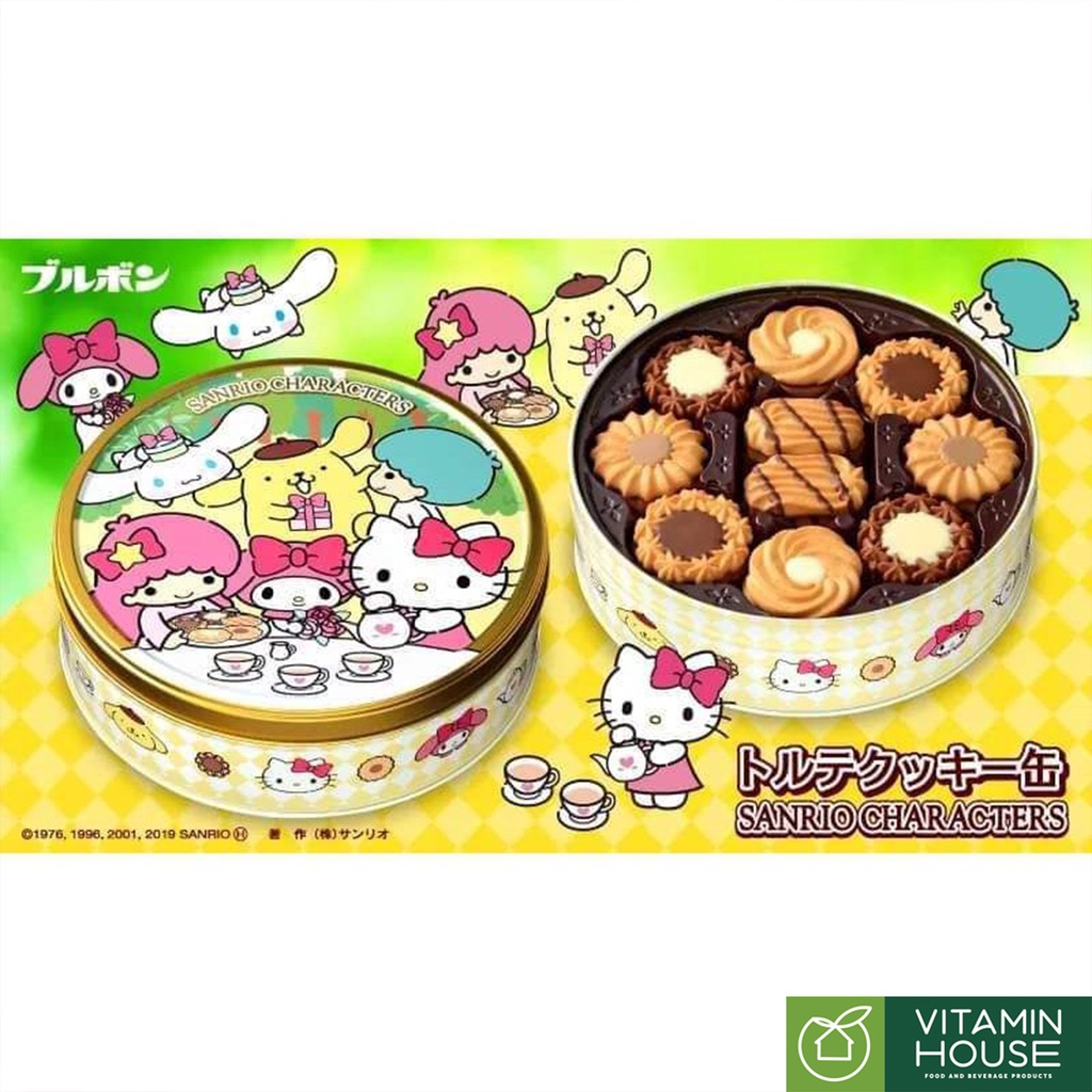 Bánh Quy Hộp Thiếc Bourbon Nhật hình Hello Kitty - Sanrio Character - Vitamin House