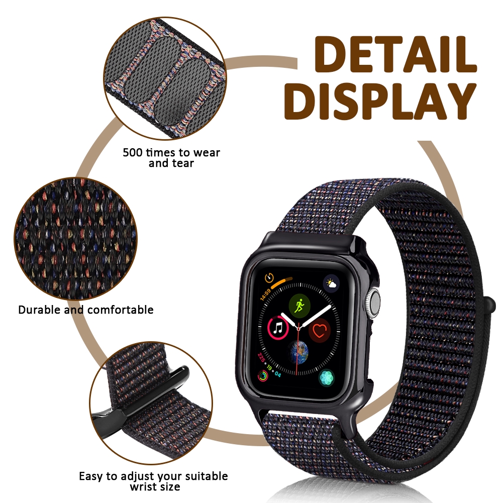 Vỏ bảo vệ kèm dây đeo nylon cho đồng hồ thông minh Apple Watch dòng thế hệ 4 5 40mm 44mm